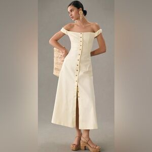 Elegant Cream Button-Down Dress